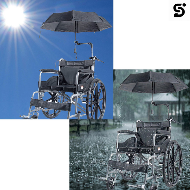 하비리아 휠체어 우산 양산 비 눈 햇빛 가리개 거치대 꽂이 고정 고정대 거치 휴대용 걸이용 휠체어용 노인 어르신 보행 보조 차 성인용 보조기 보행기 거치용 걸이 지지대, 1개, 하비리아 우산걸이