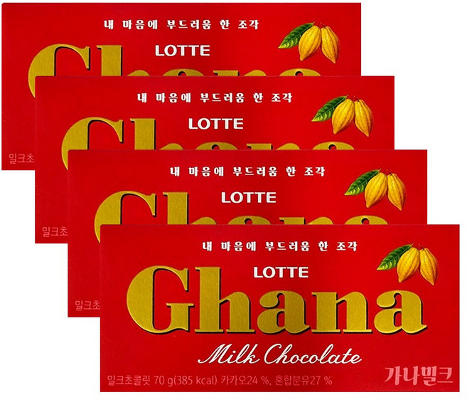 롯데 가나밀크, 70g, 4개