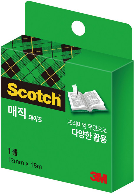 스카치 매직 테이프 리필 810R 12mm x 18m, 반투명, 3개