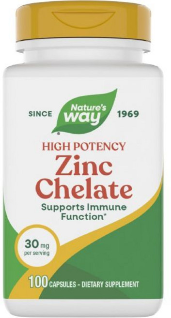 네이쳐스웨이 Nature's Way Zinc Chelate Supports Function* 30 mg per Serving 100 Capsules Packaging Ma, 100정, 1개