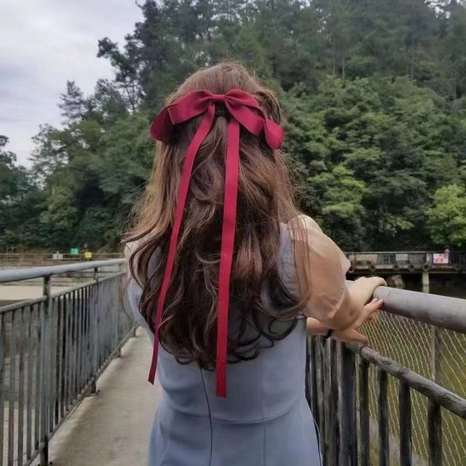 1p/2p 청순 롱끈 리본핀 긴리본 왕리본 롱리본 헤어핀 긴머리핀 반묶음핀
