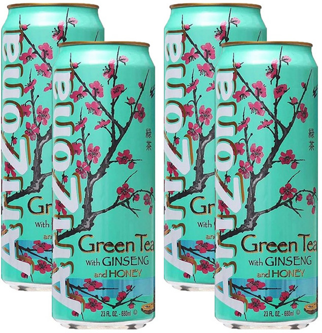 아리조나 그린티 위드 진생&허니 4캔(650mlx4캔) 녹차음료수주스, 680ml, 4개