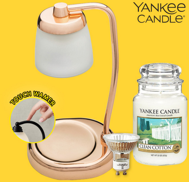 터치 빛조절 캔들워머 양키캔들 라지자 전구1개 세트, 터치 줄루 로즈골드, 클린코튼 양키캔들 라지자