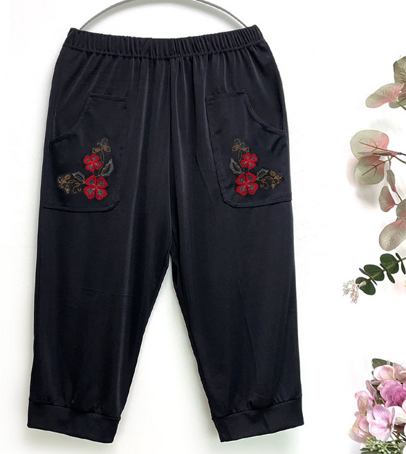 국민할매 할머니옷 쿨링 포켓 자수 7부 몸빼바지[SH-210]