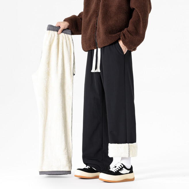 LOKEXING 남자 겨울 기모바지 캐주얼팬츠 도톰 방한 남자바지