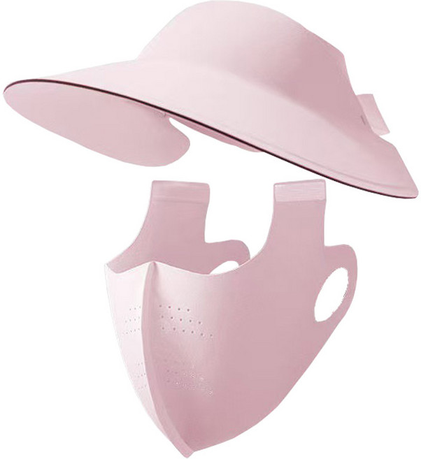 한성 자외선차단 여성용 풀페이스 썬캡 마스크 세트, 핑크, 1개