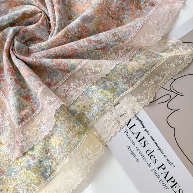 당일발송 에티켓 손수건 앞치마 나혼산 범준 검정 면 레이스손수건 에티켓손수건 큰 대형 꽃무늬 무릎덮개 국내생산