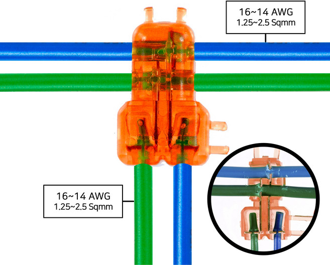 알파오 (2대2 연결) 무탈피 순간접속 커넥터 DT-44(전선규격 1.5~2.5sqmm) 10PCS, 10개