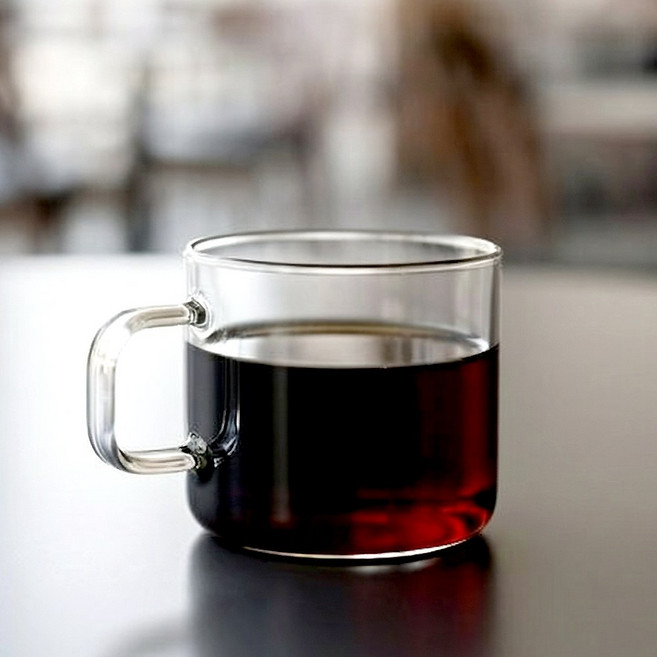 배이직라인 내열유리 손잡이컵 머그 커피잔 티컵, 4개, 투명