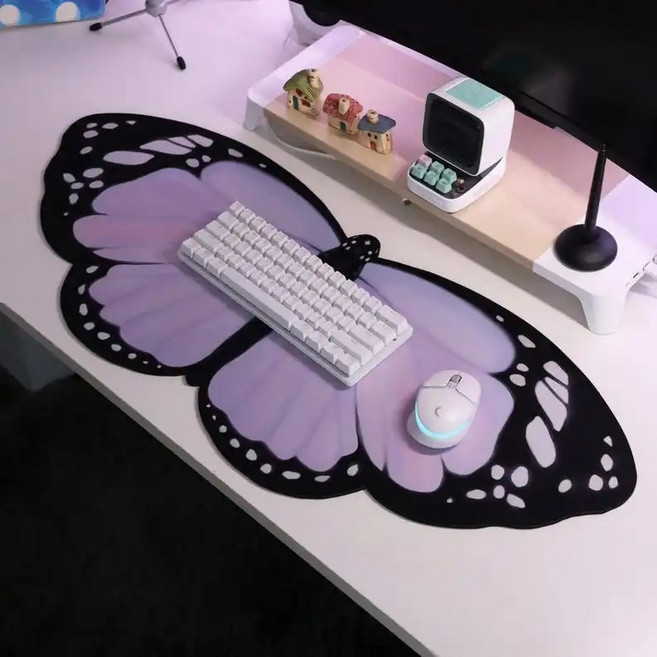 나비 마우스패드 방수코팅 400X900X2MM, 1개, 보라 나비