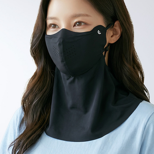 아이즈온 ANTI-UV PRO 자외선차단 마스크 스포츠 쿨링 골프, 블랙, 1개