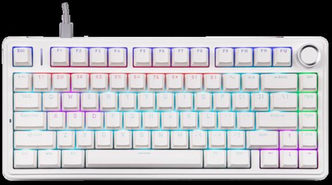 EPOMAKER x AULA F75 75 ANSI US 레이아웃 개스킷 장착 핫스왑 Type-C 노브가 있는 MacWINAndroid용 유선 기계식 키보드, Red Switch, 2)White, 적축