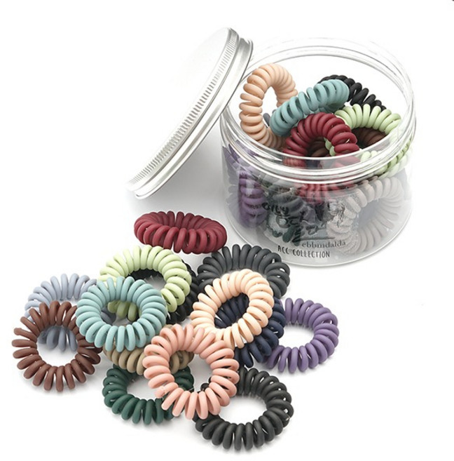 이쁨달다 무광뉴트럴 15P 틴케이스 스프링 전화선 머리끈 꼬불이 헤어끈 슈슈