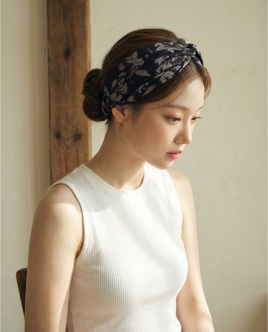 플라워 패턴 꼬임 터번 반다나 와이드 넓은 헤어밴드