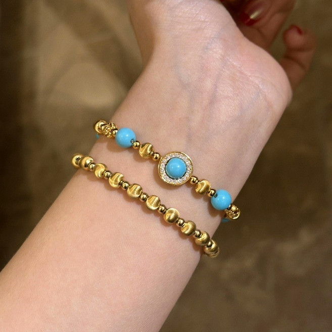 法式 輕奢 復古 綠松石 鑲鑽 手鏈