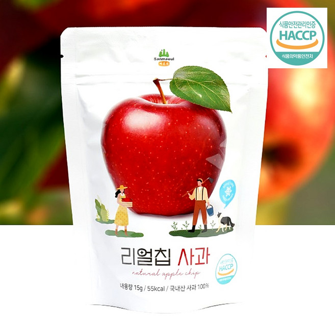 산마을 리얼칩 사과 동결건조 사과칩, 15g, 8개
