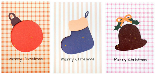 오키지 펀칭 미니 크리스마스 카드 12P