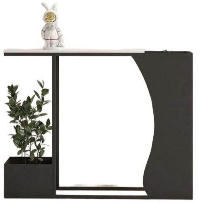 현대적인 미니멀리스트 슬레이트 콘솔 테이블 스탠딩 디스플레이 랙 실내 보관함 좁은 호텔 로비 입구, 04 Gray-80x25x80cm, 1