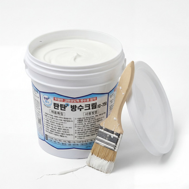 탄탄방수크림 C-75 1.2kg + 2인치 붓 균열보수 시공 키트 패키지, 1세트
