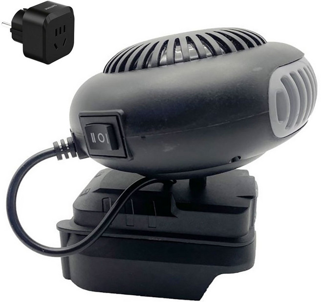 온풍기 휴대용 히터 충전식 미니 난로 무선히터 방가 전기히터 사무실 차량용 캠핑용 저소음, 블랙, 배터리1개