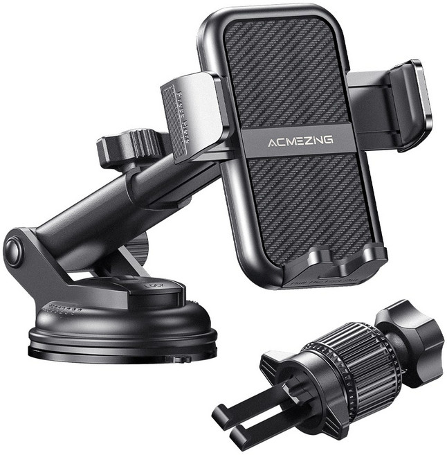 ACMEZING 차량용 핸드폰 거치대 흡착식 대쉬보드형+송풍구형 거치대 Z12, 블랙, 1개