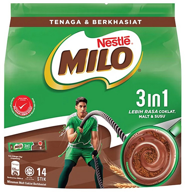 MILO 3 인 1 밀크초콜릿 코코아 파우더, 33g, 14개입, 1개