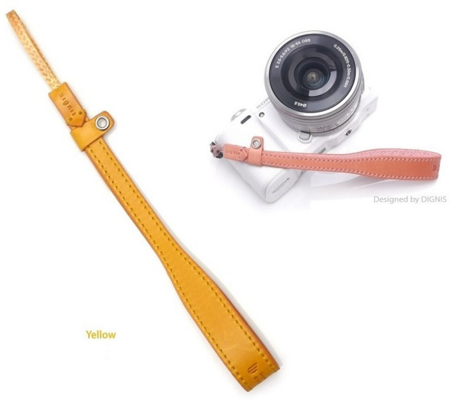디그니스 번지 카메라스트랩 가죽스트랩, 옐로우, 1개