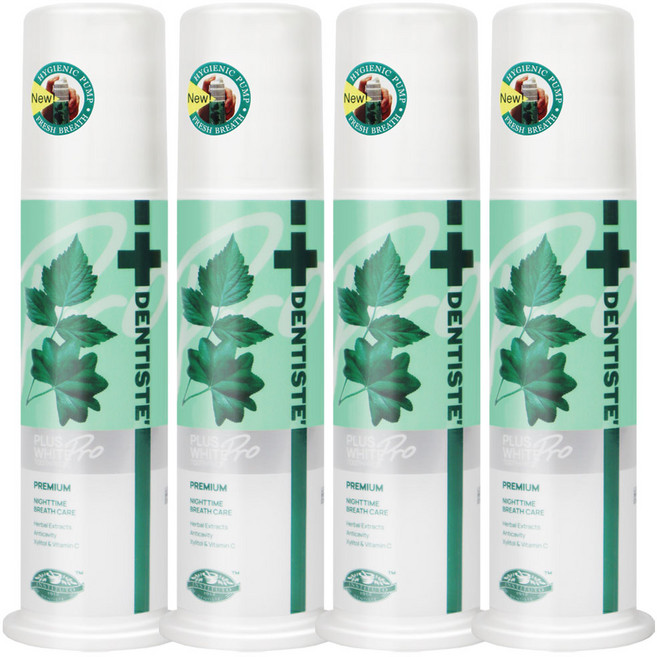 덴티스테 플러스화이트 펌프형 치약, 120g, 4개