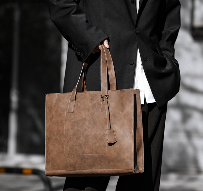 WINNS 남자 가죽 토트백 대형 노트북 크로스백