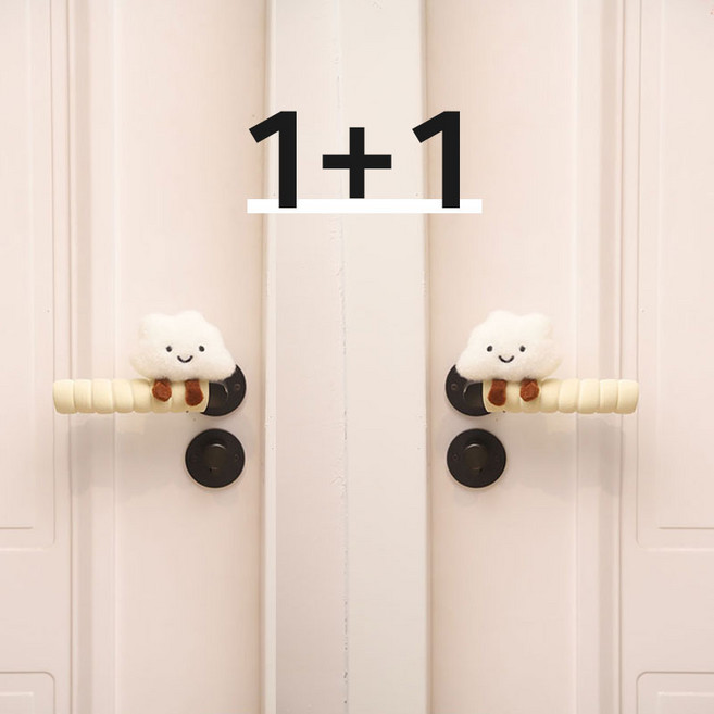 L00030 툴마담 구름 정전기방지 충돌방지 방문 도어 핸들 손잡이 커버, 좌+우, 화이트좌우