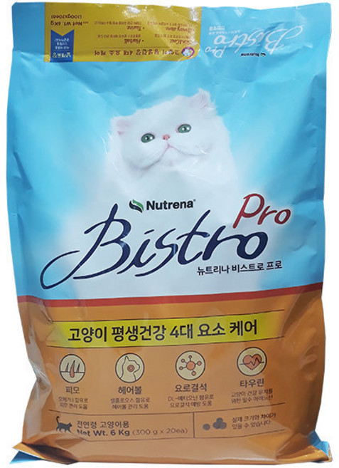 뉴트리나 비스트로 애묘사료 6kg (300g x 20개) 고양이사료 전연령, 뉴트리나 비스트로  6kg(300g x 20개), 1개