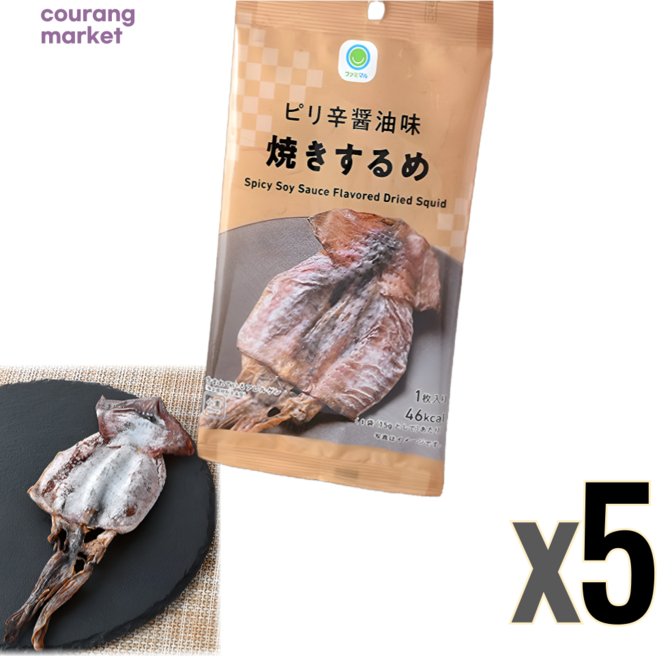 일본 패밀리마트 야키 스루메 매콤간장맛 구운오징어, 15g, 5개