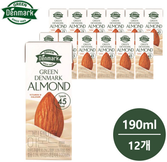 그린덴마크 아몬드, 190ml, 12개