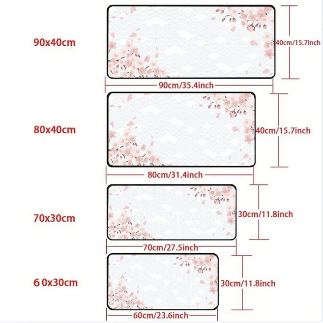 벚나무 게이밍 마우스패드 400X800X3MM, 1개, 화이트 벚꽃