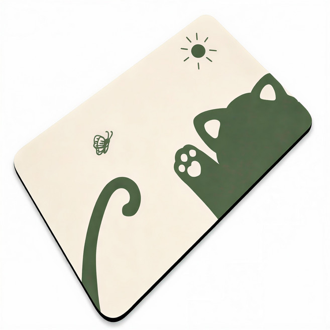 호주머니 빨아쓰는 규조토 귀여운 동물 발매트, 1개, 안녕냥이