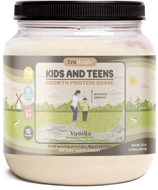 [본사] 트루하이트 그로스 키즈 앤 틴 프로틴 파우더 어린이 청소년 단백질 쉐이크 바닐라, 1개, 682g