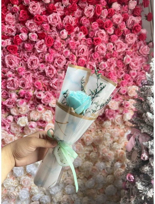 精美玫瑰香皂乾燥花束：婚禮小物/活動禮品/520送禮/畢業教師節禮物首選, 1個, 藍色花束（不含禮物袋）