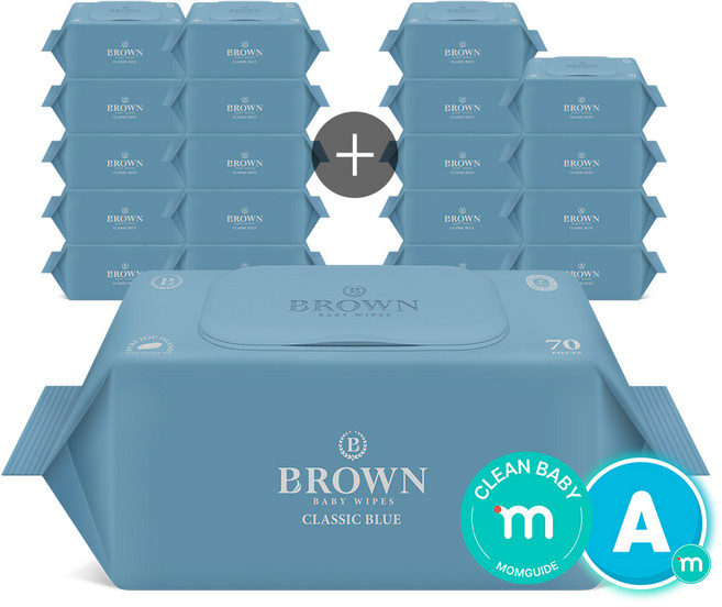 물티슈 구매1위 도톰한 물티슈 엠보싱 캡형 브라운 물티슈 클래식 블루 1등급 제주에디션, 73g, 70매, 20개