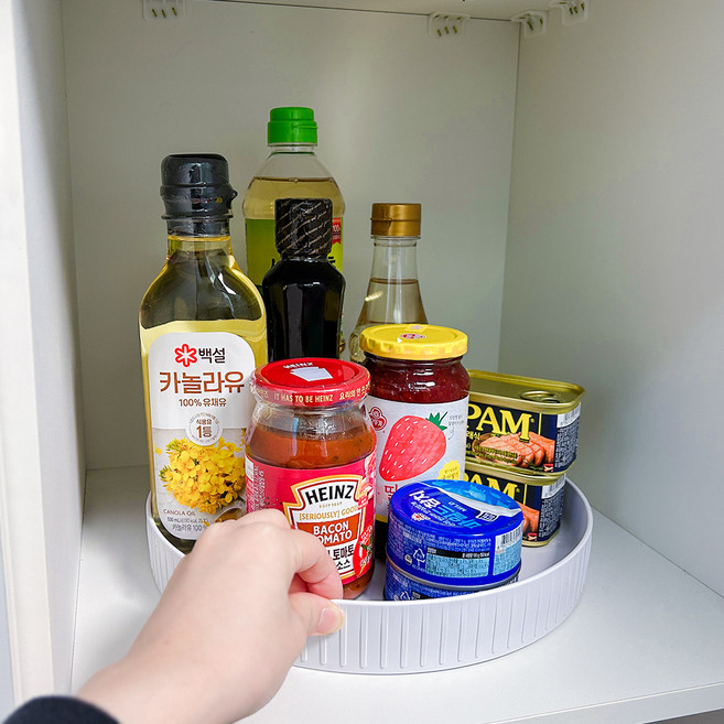 하이어데코 회전 트레이 양념 선반, 1개, 화이트