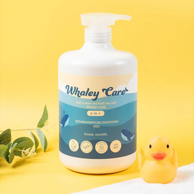 웨일리케어 향 좋은 약산성 1000ml 대용량 올인원 어린이 키즈 샴푸 바디워시 온가족 땀 정수리냄새 제거 선물, 1개 - 쿠팡