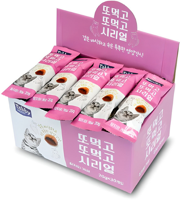 테비토퍼 고양이 또먹고또먹고 시리얼 스낵, 혼합맛(참치/게살), 20g, 30개