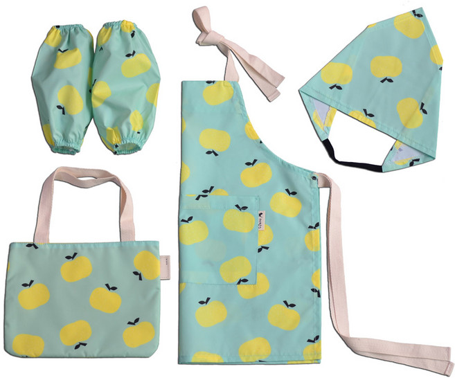 세맘스 말랑말랑 방수앞치마+두건+토시+파우치 세트