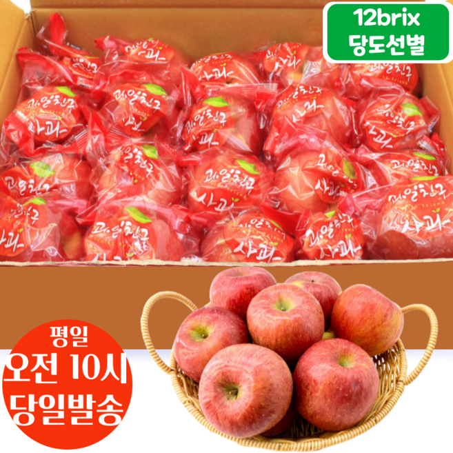 평일오전10시 주문건 당일발송 12브릭스 당도선별 세척사과 3kg (16~21입 소과), 1개