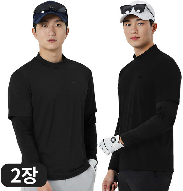 디퍼디 남성 프리미엄 냉감 반목 쿨티 쿨토시 일체형 티셔츠 스포츠 골프웨어 등산 작업복 2장세트