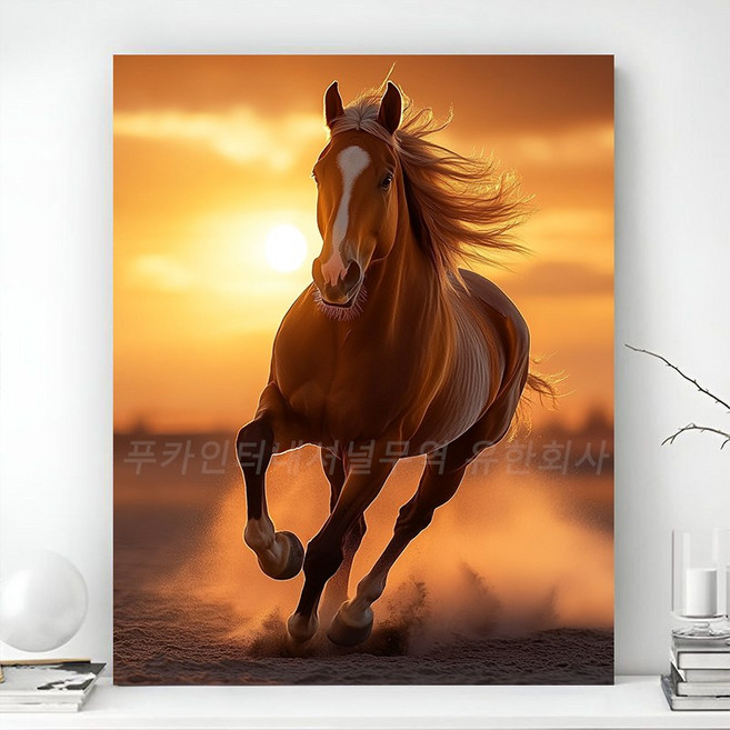 돈들어오는 보석십자수 액자 캔버스형 DIY 키트 풍경 동물 꽃식물 풍수 그림 선물용 객실 인테리어 거실 장식 수제 비즈 십자수 40x50cm, 1개, PK-20 말