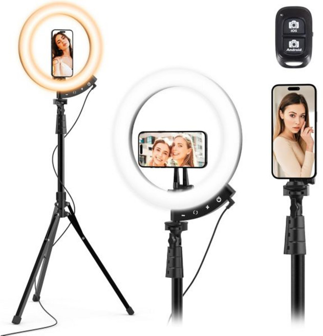UBeesize 12인치 RGB 셀카 링 라이트와 62인치 삼각대 스탠드 비디오 녹화 라이브 스트리밍용 유튜브 인스타그램 틱톡 호환 휴대폰 카메라 웹캠, 12in-magnetic