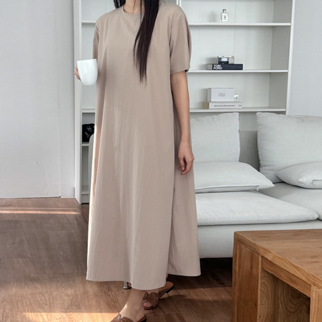 봉봉스토리 여성용 핀스 A라인 롱 원피스 바스락 쿨 루즈핏 데일리룩