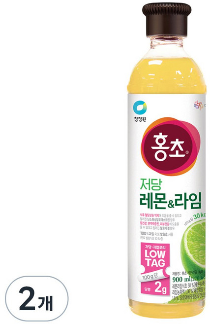 홍초 레몬라임 음용식초 저당, 900ml, 2개