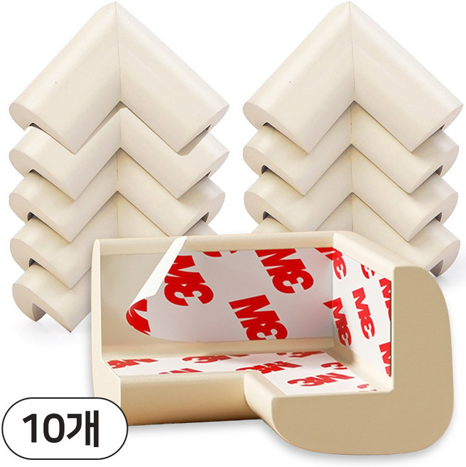 리빙메이커 말랑 쿠션 아기 모서리 코너 보호대, 10개, 아이보리