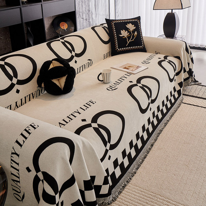 신제품 소파 천 다용도 덮개 사계절용 전체 덮는 소파 커버 방묘 반려동물 담요, 1개, 하양